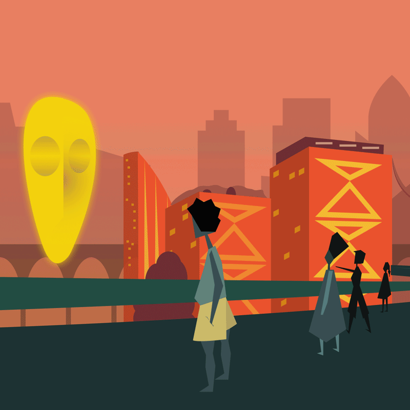 Afro-futuristic city animation